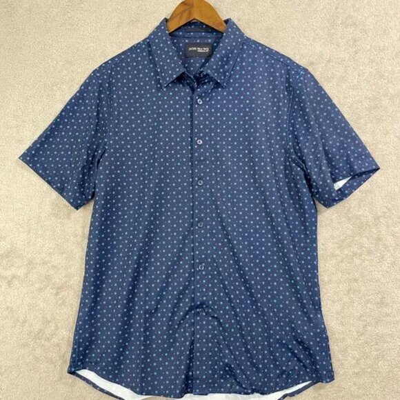 NEWT Jachs New York Men's L Blue Short Sleeved Shirt Lightweight & Stretchy - Picture 3 of 7